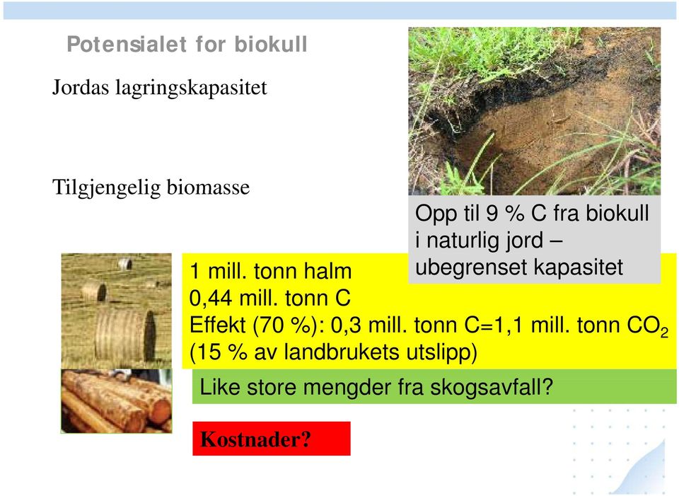 tonn halm ubegrenset kapasitet 0,44 mill. tonn C Effekt (70 %): 0,3 mill.