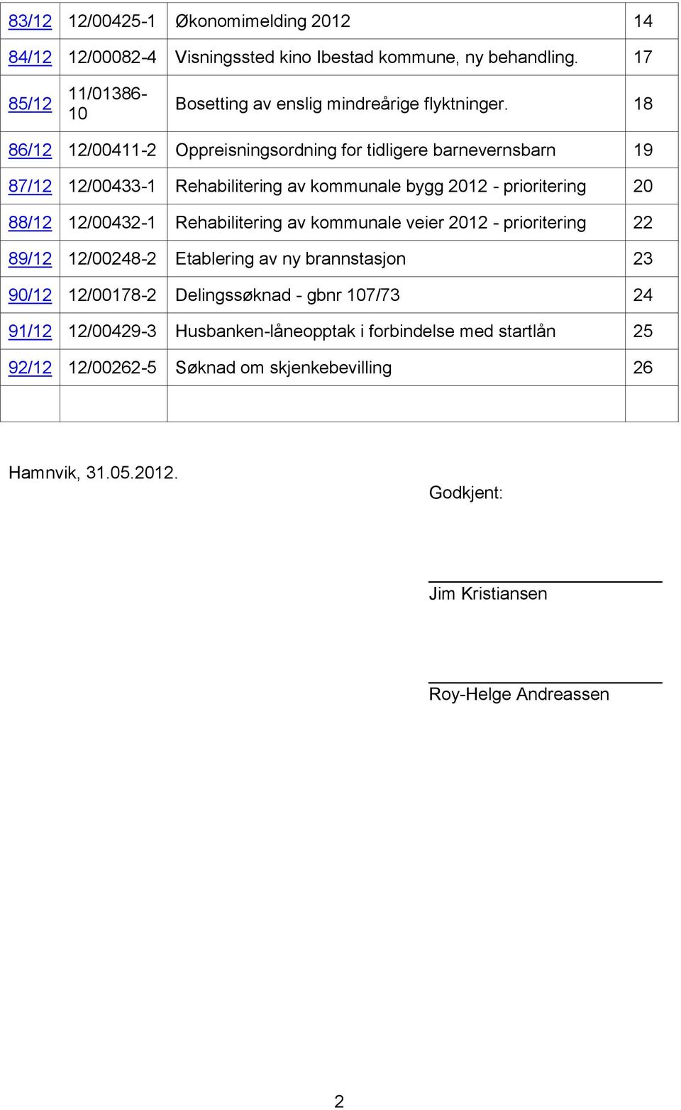 18 86/12 12/00411-2 Oppreisningsordning for tidligere barnevernsbarn 19 87/12 12/00433-1 Rehabilitering av kommunale bygg 2012 - prioritering 20 88/12 12/00432-1