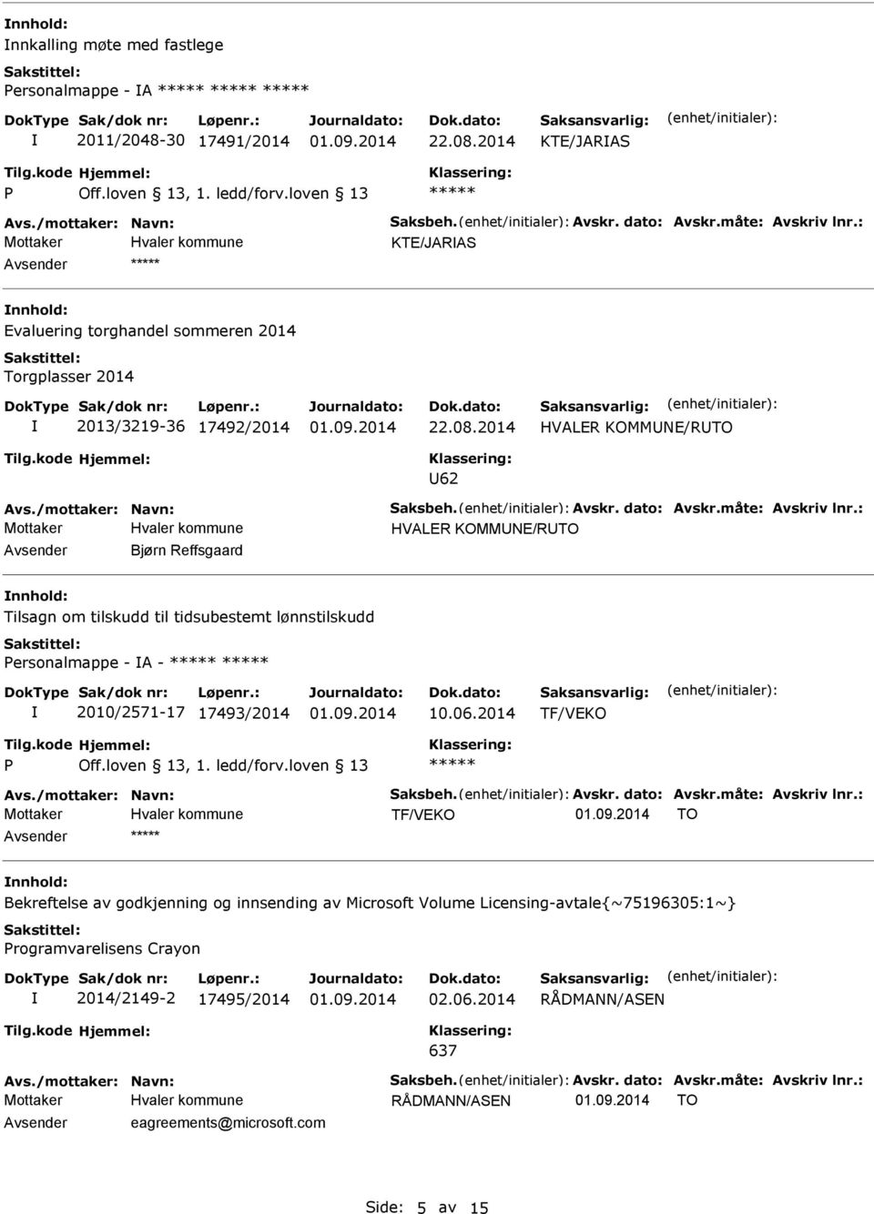 2014 HVALER KOMMNE/RTO 62 HVALER KOMMNE/RTO Bjørn Reffsgaard nnhold: Tilsagn om tilskudd til tidsubestemt lønnstilskudd Personalmappe - A - 2010/2571-17 17493/2014 10.06.