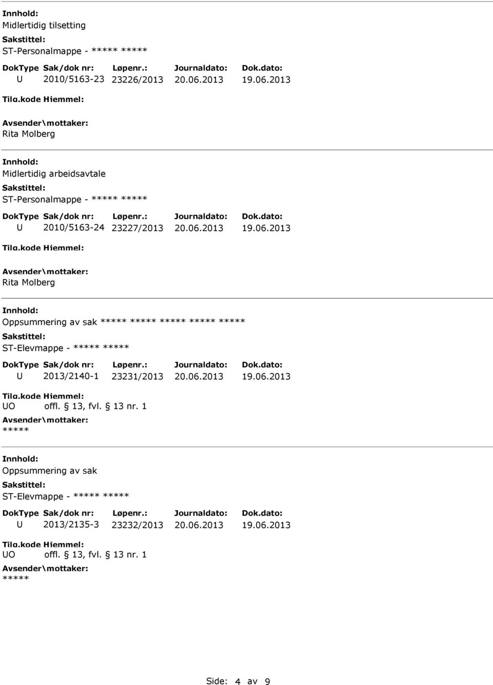 23227/2013 Rita Molberg Oppsummering av sak ST-Elevmappe - O 2013/2140-1