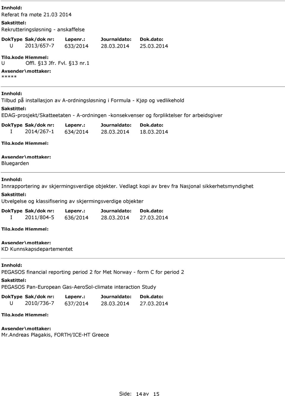 A-ordningen -konsekvenser og forpliktelser for arbeidsgiver 2014/267-1 634/2014 18.03.2014 Bluegarden nnrapportering av skjermingsverdige objekter.
