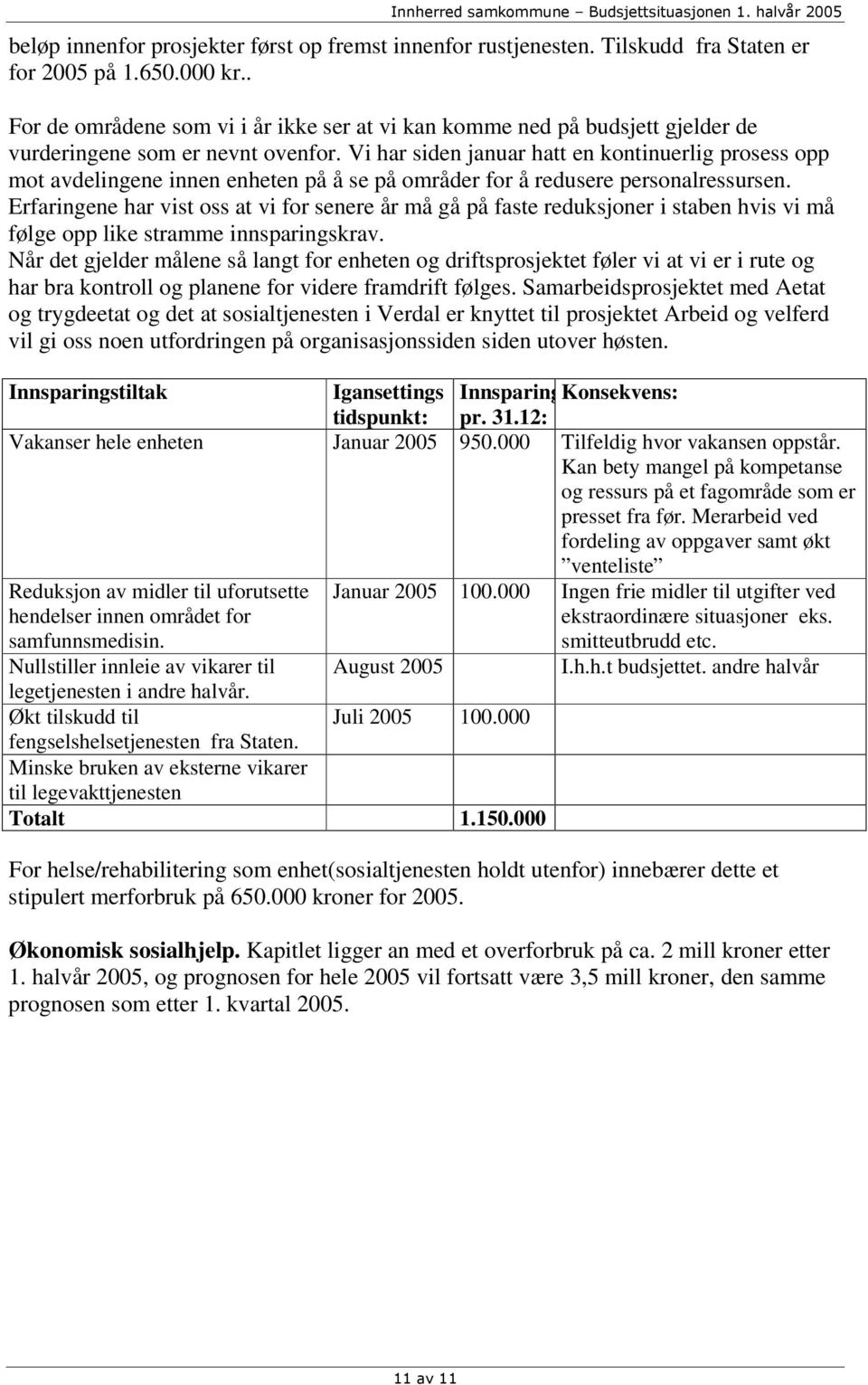 Vi har siden januar hatt en kontinuerlig prosess opp mot avdelingene innen enheten på å se på områder for å redusere personalressursen.