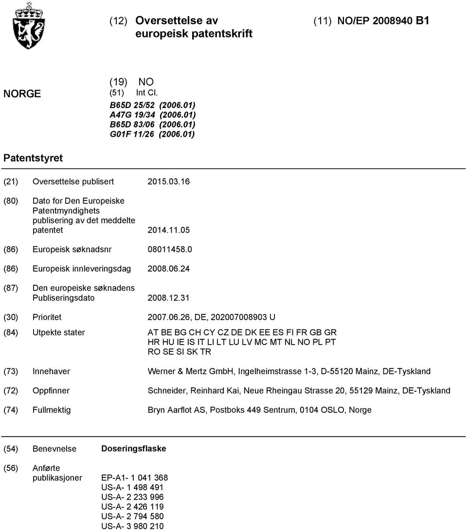 0 (86) Europeisk innleveringsdag 08.06.