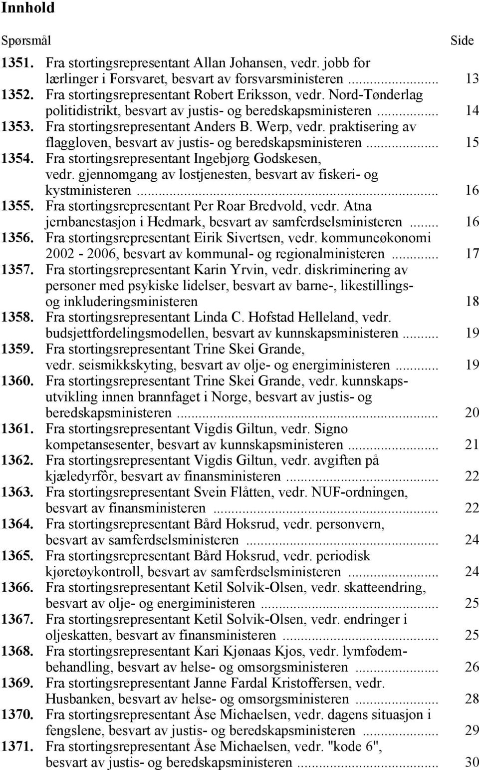 praktisering av flaggloven, besvart av justis- og beredskapsministeren... 15 1354. Fra stortingsrepresentant Ingebjørg Godskesen, vedr.