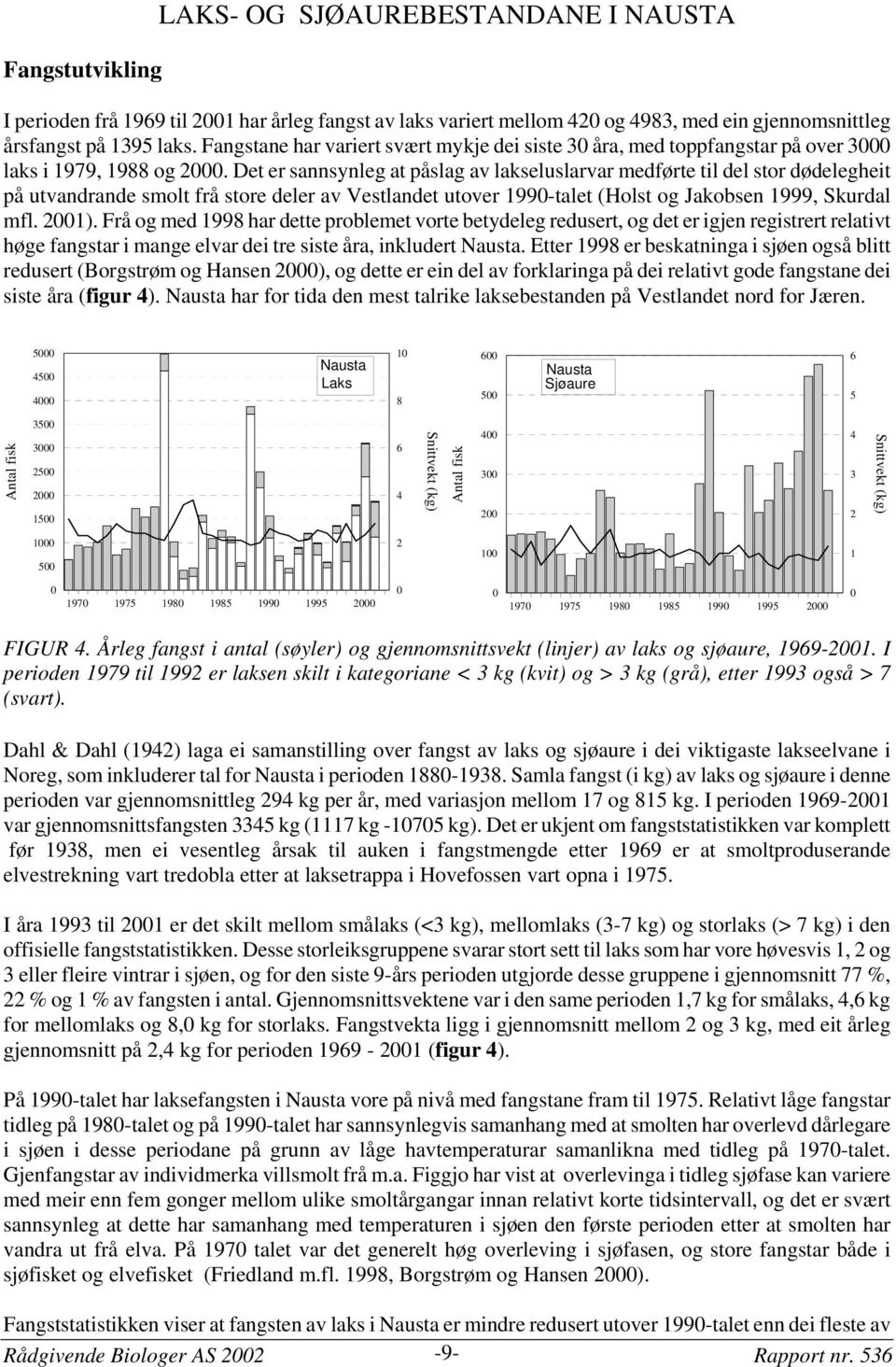 Det er sannsynleg at påslag av lakseluslarvar medførte til del stor dødelegheit på utvandrande smolt frå store deler av Vestlandet utover 199-talet (Holst og Jakobsen 1999, Skurdal mfl. 21).