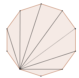 6.9 a En femkant kan vi dele i tre trekanter. b En sekskant kan vi dele i fire trekanter.