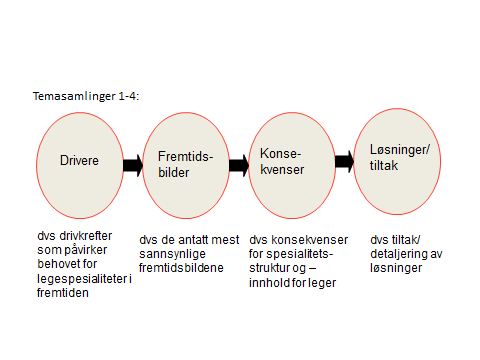 2.2 Arbeidsform Gjennomgangen av spesialitetsstruktur og -innhold for leger er lagt opp som en prosess i fire faser: Figur 2.