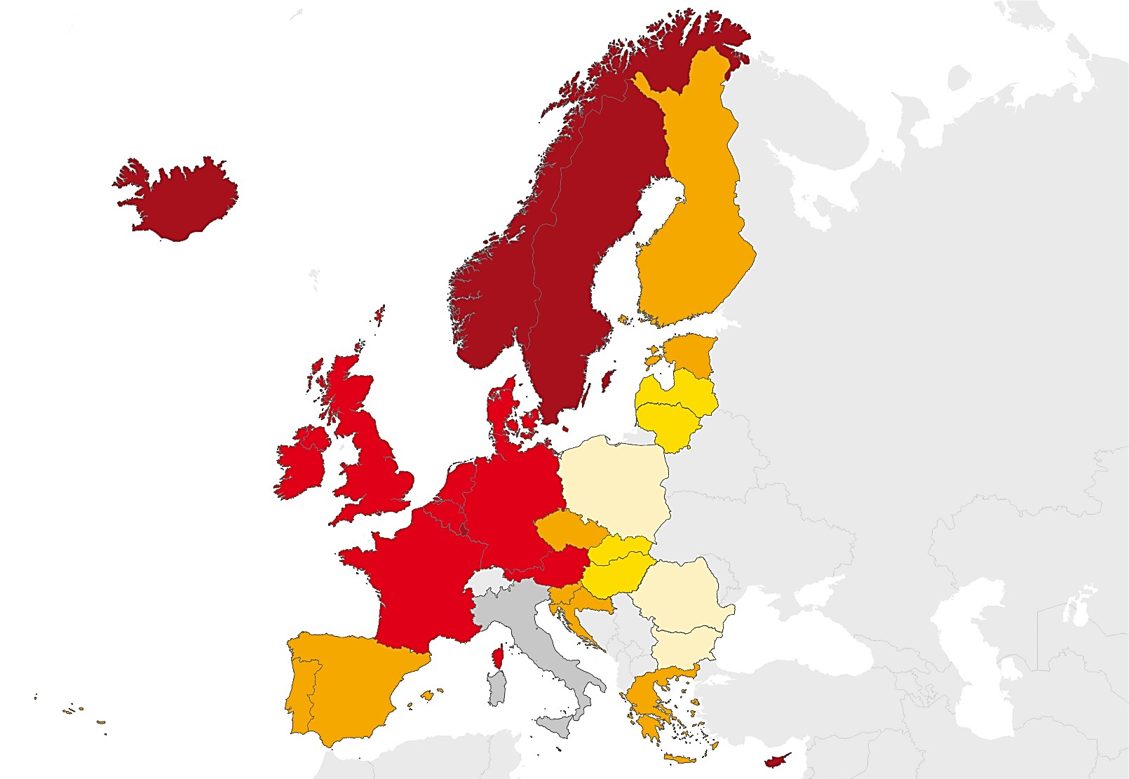 TB cases in persons of foreign origin, EU/EEA, 2014 26.8% of TB cases occurred in persons of foreign origin (range 0.3 100.0%) < 1% 1 to 9.