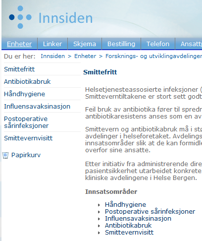 5 innsatsområder Handhygiene Postoperative