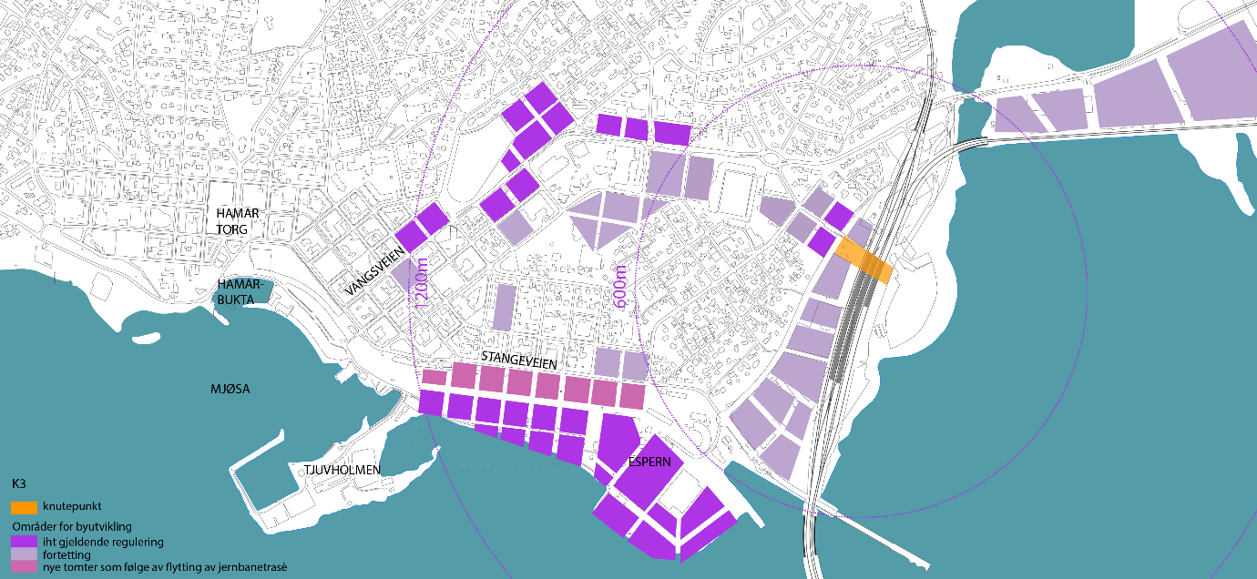 6.7.2 Knutepunktsutvikling En stasjon ved Vikingskipet gir ingen direkte kobling til Hamars sentrumsstruktur.