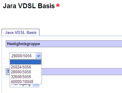 Nye hastigheter på produktet VDSL Basis Jara NetBusiness (2/3) Følgende nye hastigheter vil bli tilgjengelige: 28000/5056 32680/5056 De