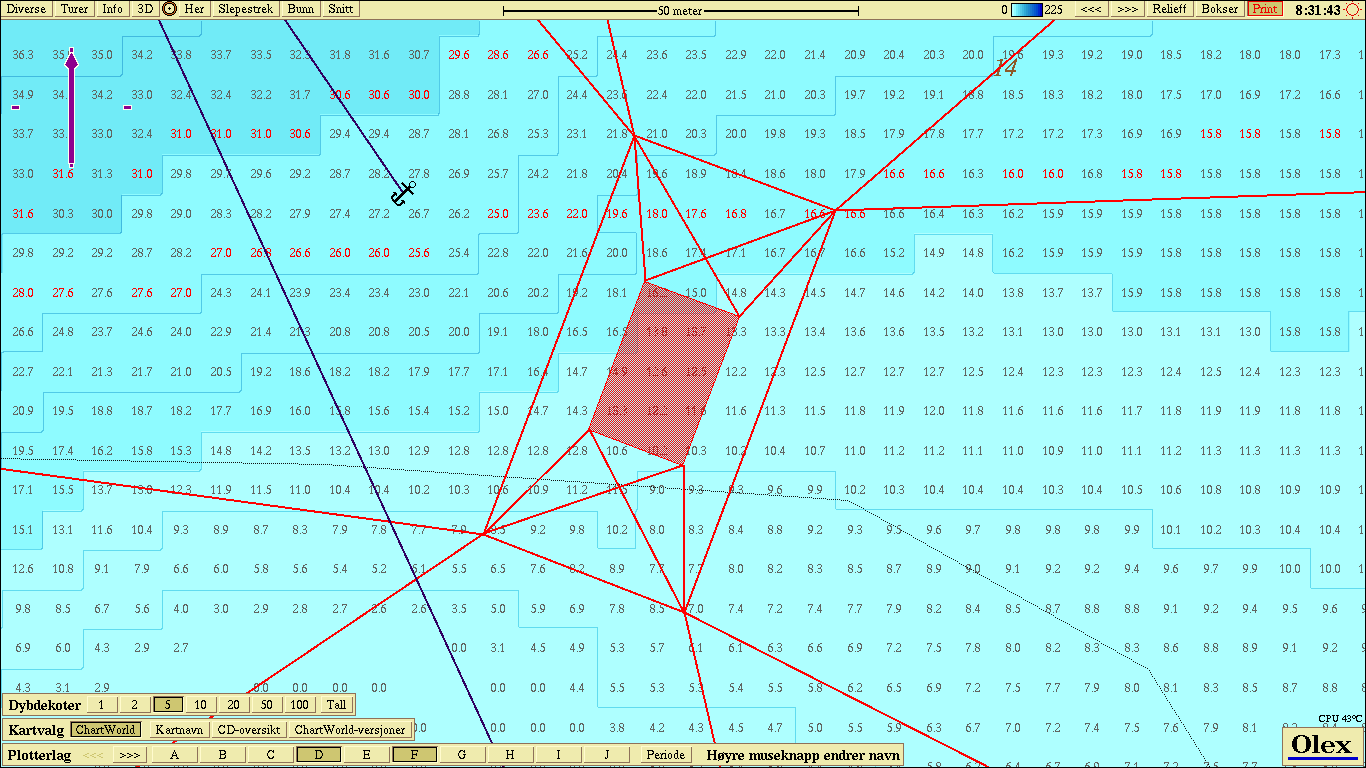 FLÅTE LAHOLMEN 1 2 4 3 1 N 70 53,594 Ø 25 34,121 2 N 70 53,591