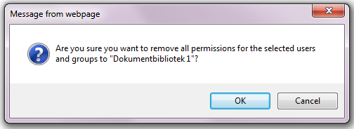 Klikk deretter på «Remove User Permissions» Klikk OK på vinduet som dukker opp for å bekrefte at du