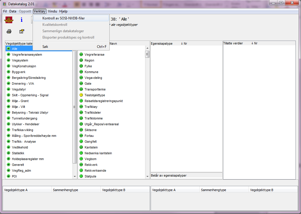 5.4 SOSI-NVDB-kontroll For å kontrollere innholdet i NVDB-data kan det kjøres SOSI-NVDB-kontroll fra Datakatalogen Figur 13 Kontroll av SOSI-NVDB-filer