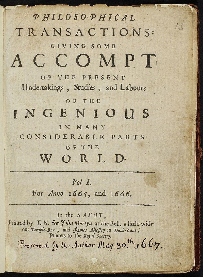 Historisk De første vitenskapelige tidsskrift kom i 1665 Journal des sçavans Philosophical Transactions of the Royal