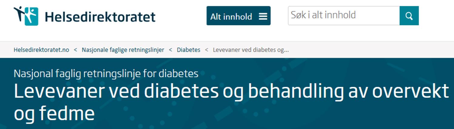 Diabetes og kosthold Nasjonal