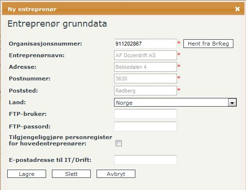 Del II - For Statens vegvesen 27 brukernavn og passord til ftp-området for opplasting av DAU-filer.