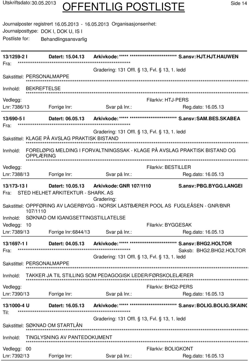 BES.SKABEA 131 Offl. 13, Fvl. 13, 1.