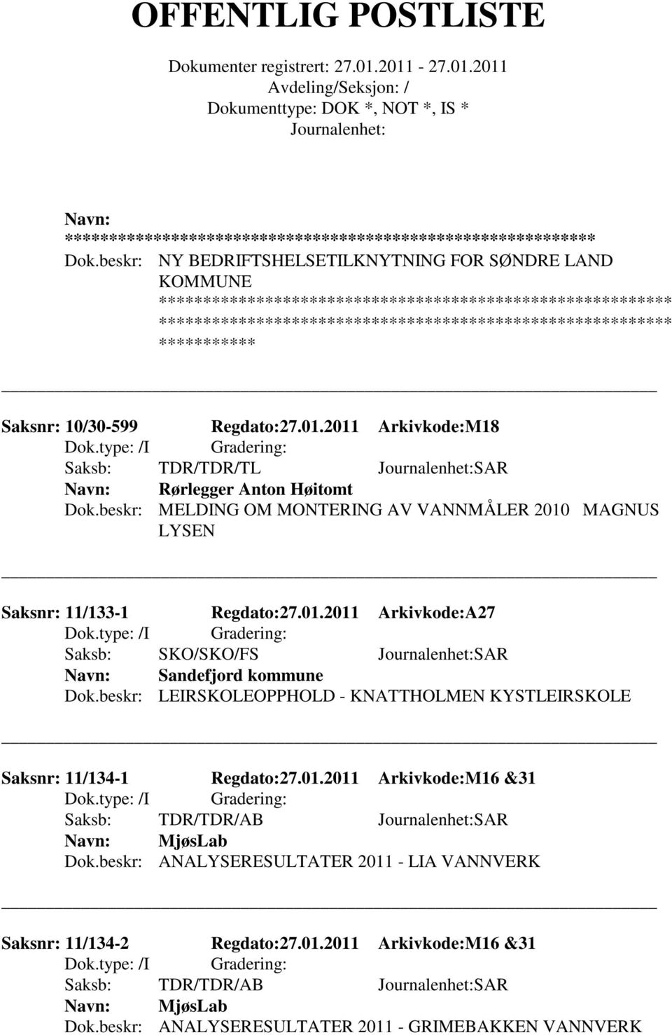 beskr: LEIRSKOLEOPPHOLD - KNATTHOLMEN KYSTLEIRSKOLE Saksnr: 11/134-1 Regdato:27.01.2011 Arkivkode:M16 &31 Saksb: TDR/TDR/AB SAR MjøsLab Dok.