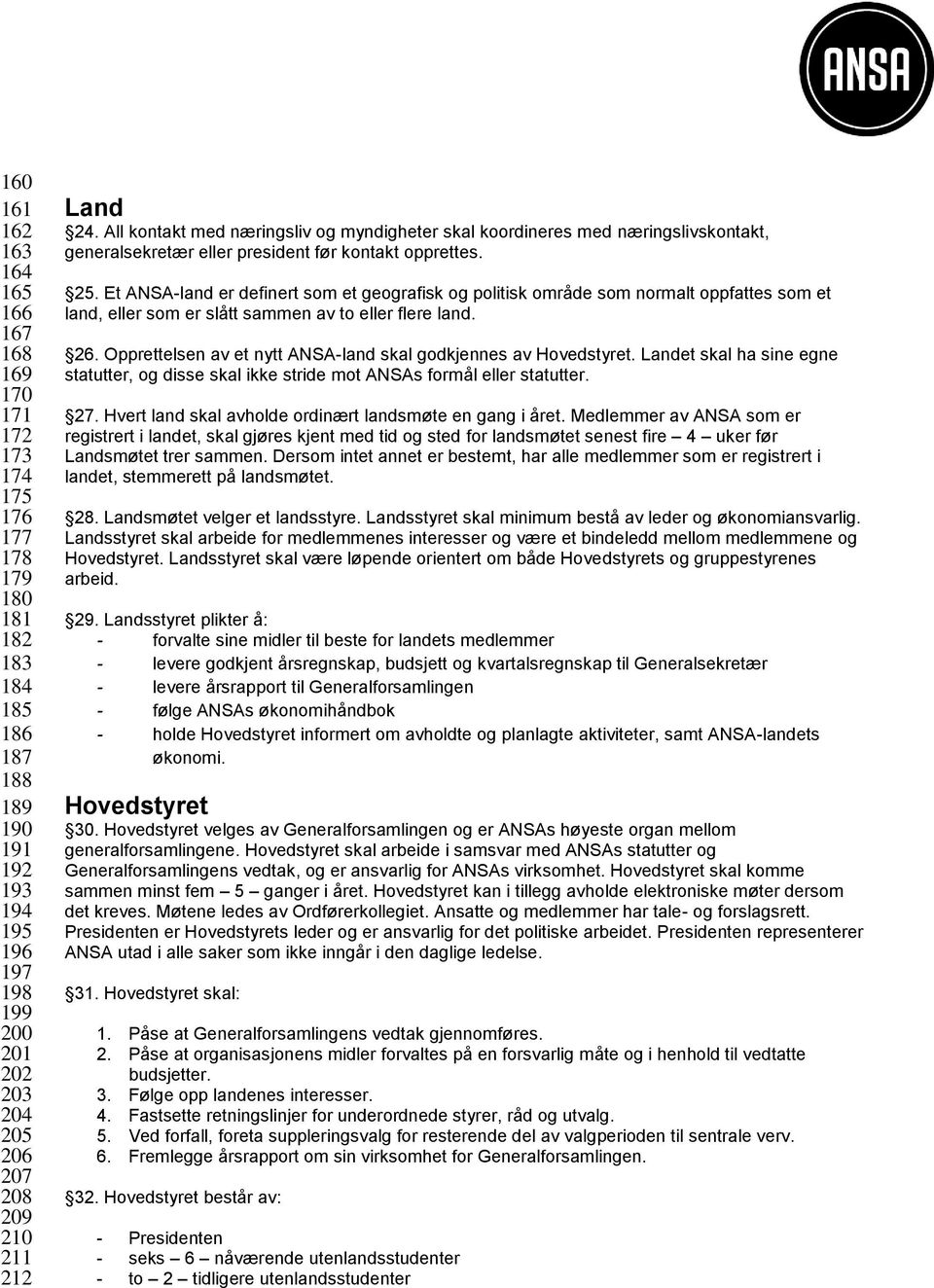 Et ANSA-land er definert som et geografisk og politisk område som normalt oppfattes som et land, eller som er slått sammen av to eller flere land. 26.