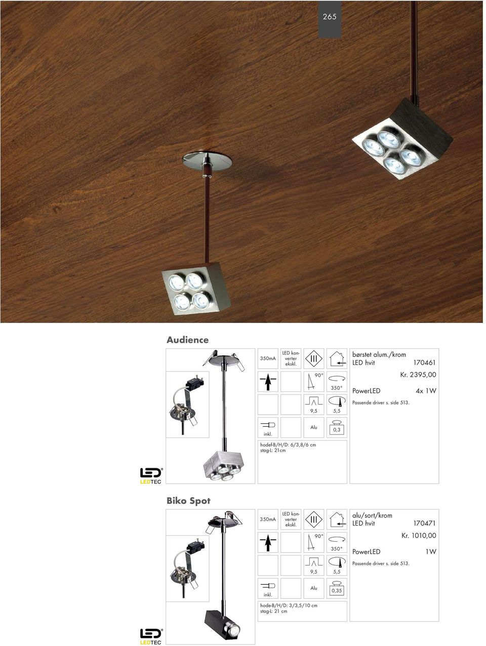 4x 1W hodef-b/h/d: 6/3,8/6 cm stag-l: 21cm 0,3 Biko Spot 350mA LED konverter