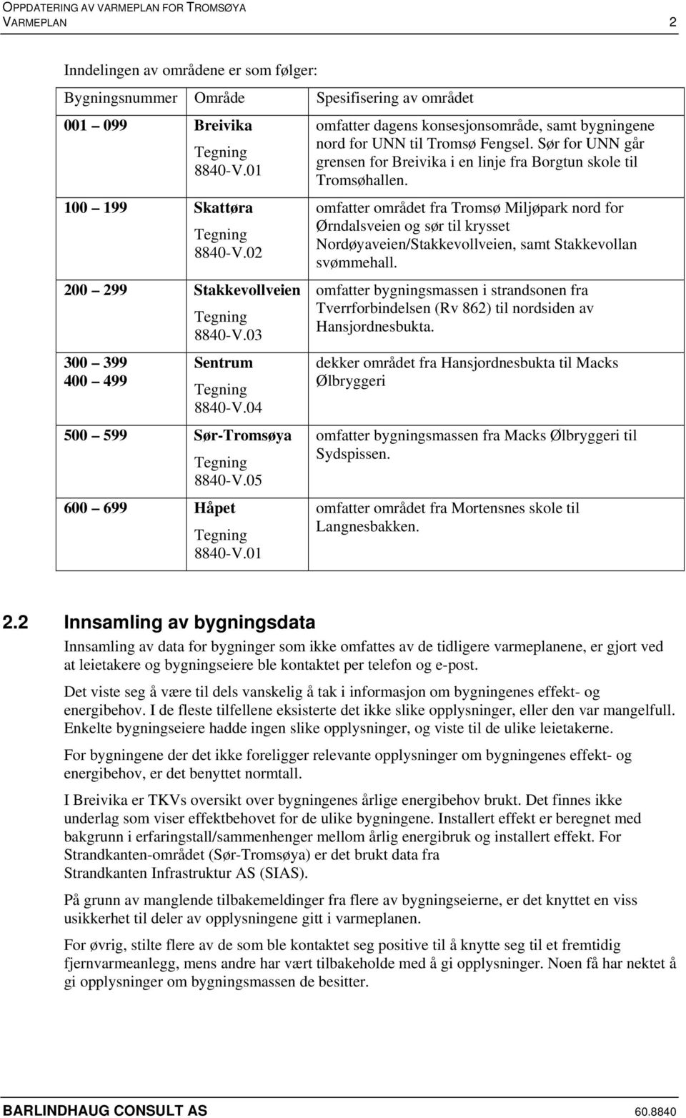 01 omfatter dagens konsesjonsområde, samt bygningene nord for UNN til Tromsø Fengsel. Sør for UNN går grensen for Breivika i en linje fra Borgtun skole til Tromsøhallen.