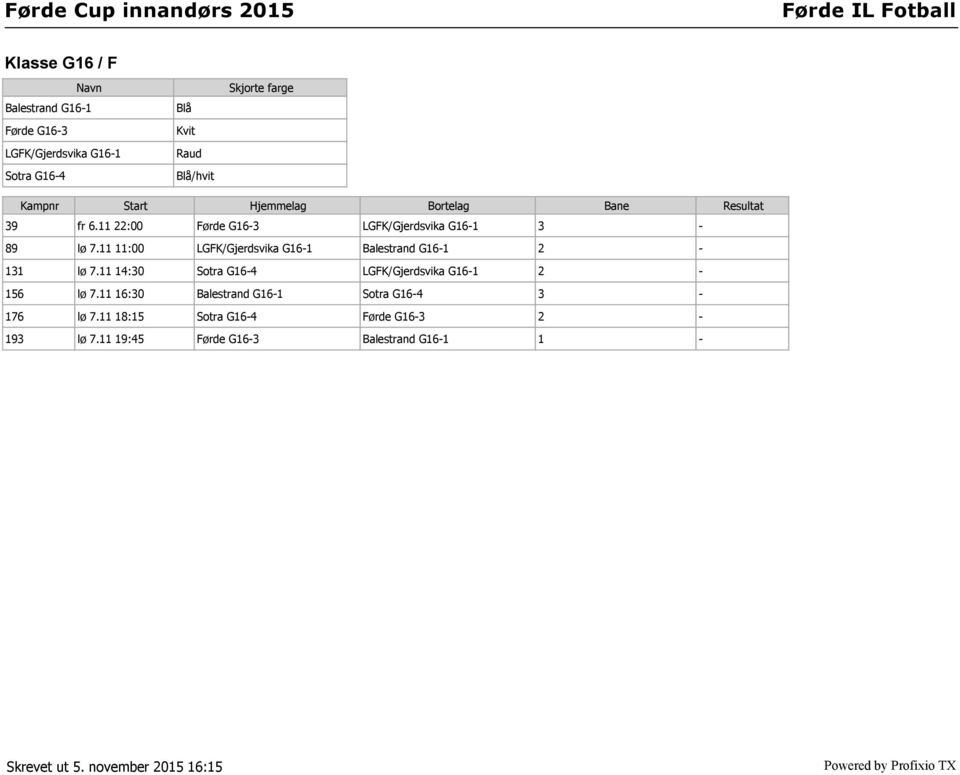 11 11:00 LGFK/Gjerdsvika G16-1 Balestrand G16-1 2-131 lø 7.