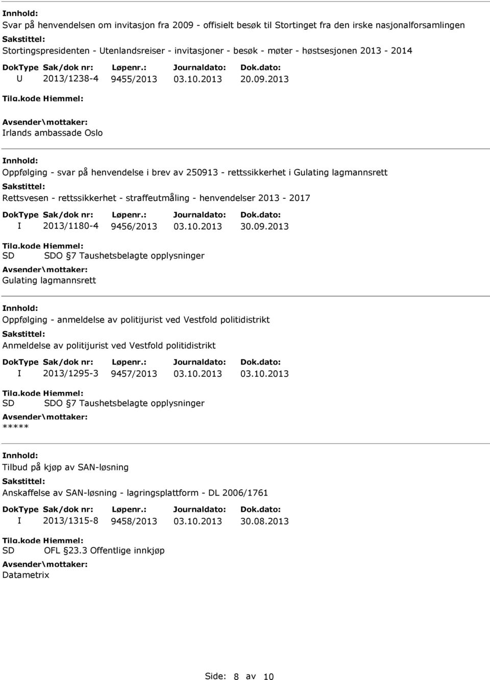 2013 rlands ambassade Oslo Oppfølging - svar på henvendelse i brev av 250913 - rettssikkerhet i Gulating lagmannsrett Rettsvesen - rettssikkerhet - straffeutmåling - henvendelser