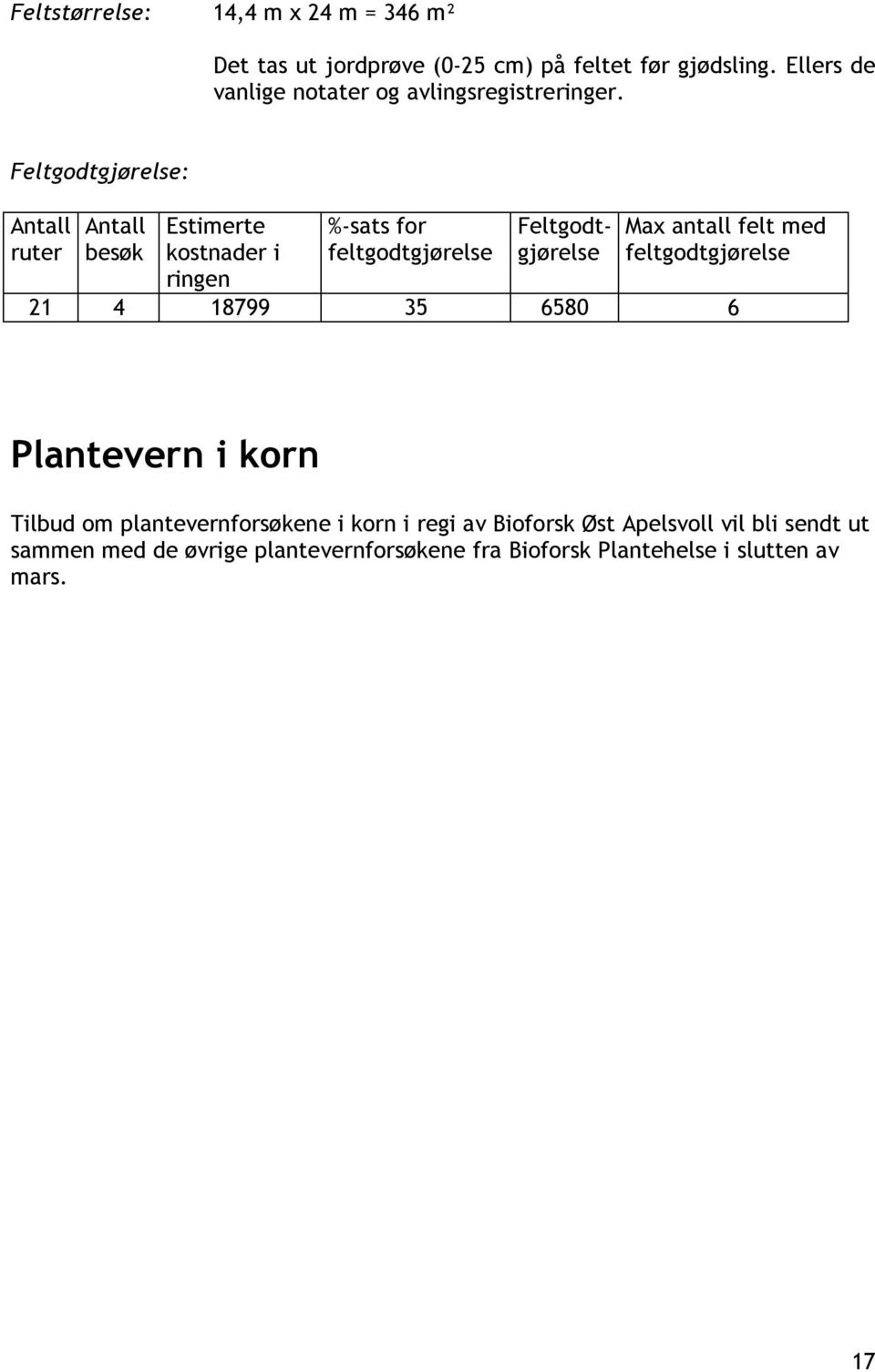 ruter besøk Estimerte kostnader i ringen %-sats for feltgodtgjørelse Feltgodtgjørelse Max antall felt med