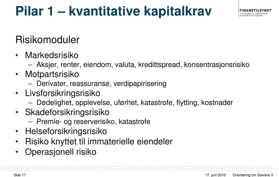 Livsforsikringsrisiko Dødelighet, opplevelse, uførhet, katastrofe, flytting, kostnader