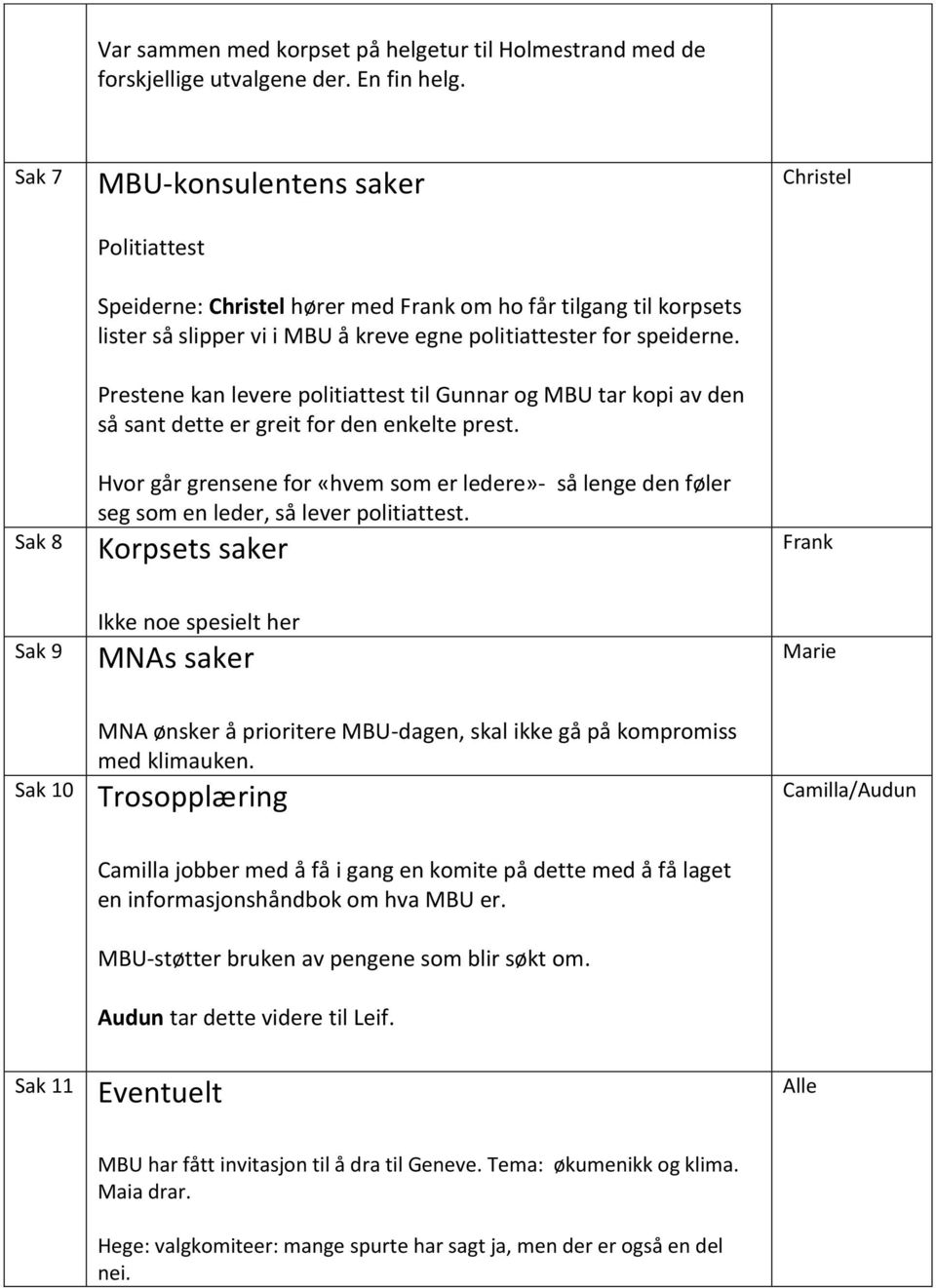 Prestene kan levere politiattest til Gunnar og MBU tar kopi av den så sant dette er greit for den enkelte prest.