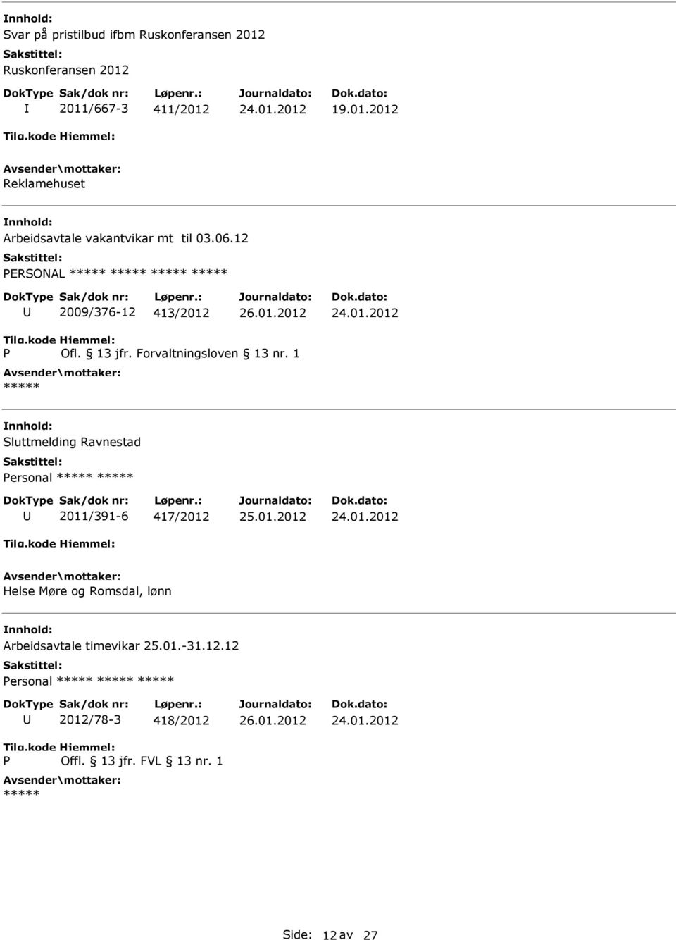 1 Sluttmelding Ravnestad ersonal 2011/391-6 417/2012 24.01.2012 Helse Møre og Romsdal, lønn Arbeidsavtale timevikar 25.