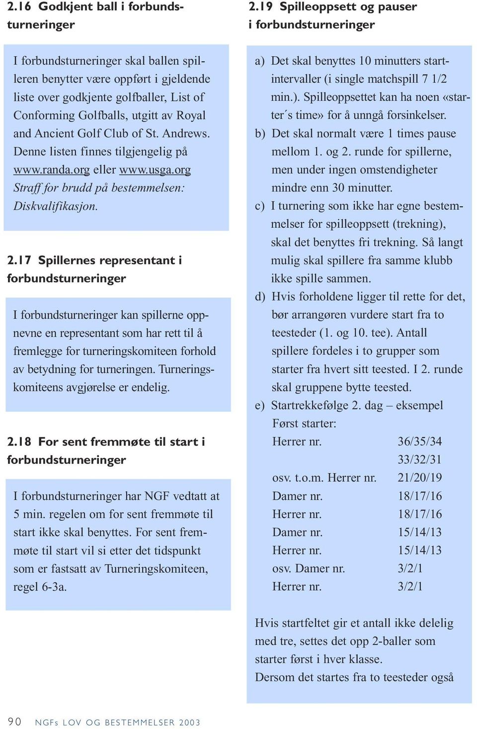 17 Spillernes representant i forbundsturneringer I forbundsturneringer kan spillerne oppnevne en representant som har rett til å fremlegge for turneringskomiteen forhold av betydning for turneringen.