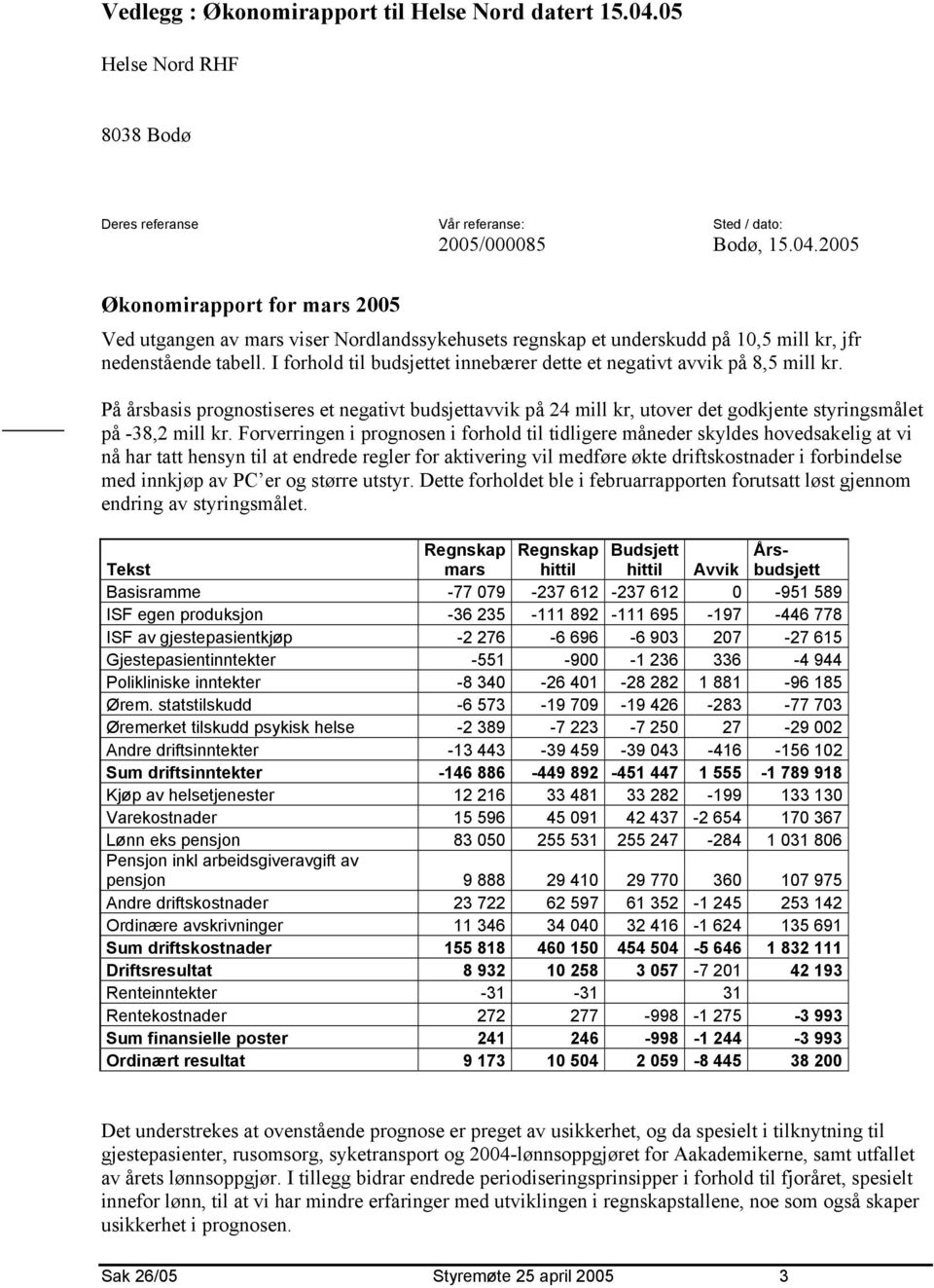 Forverringen i prognosen i forhold til tidligere måneder skyldes hovedsakelig at vi nå har tatt hensyn til at endrede regler for aktivering vil medføre økte driftskostnader i forbindelse med innkjøp