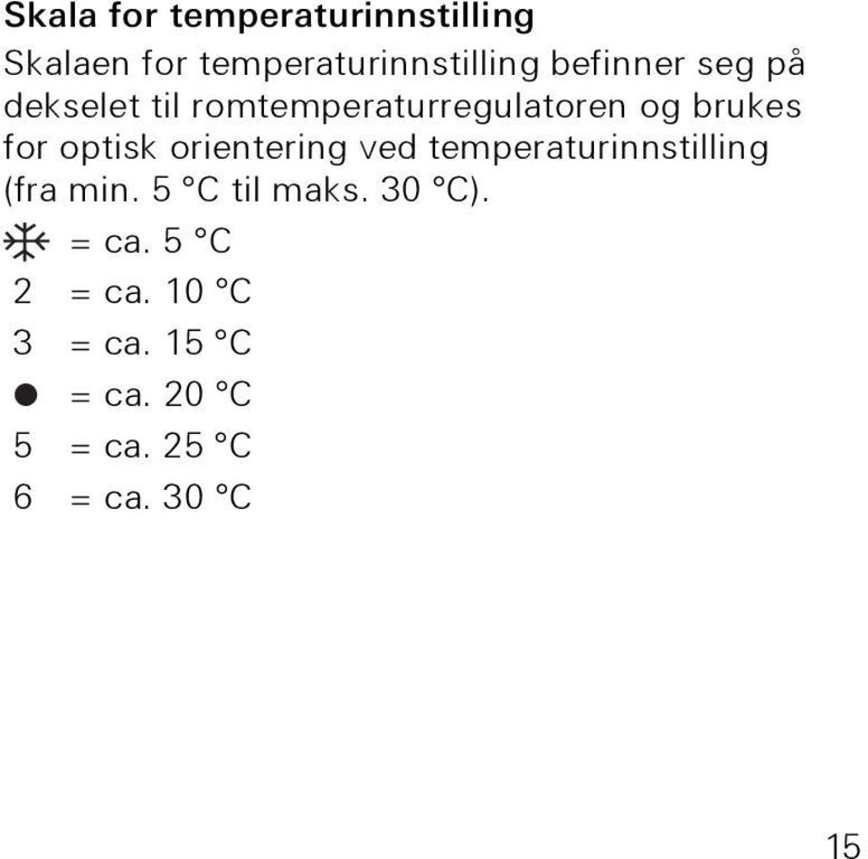 optisk orientering ved temperaturinnstilling (fra min. 5 C til maks.