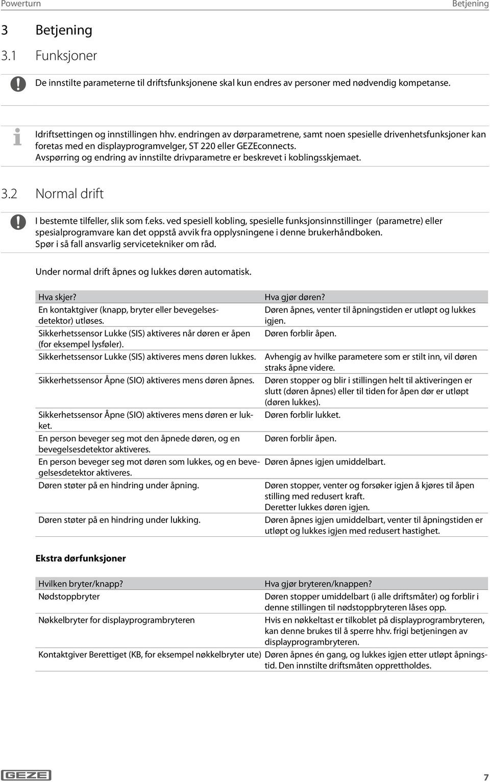 Avspørring og endring av innstilte drivparametre er beskrevet i koblingsskjemaet. 3.2 Normal drift I bestemte tilfeller, slik som f.eks.