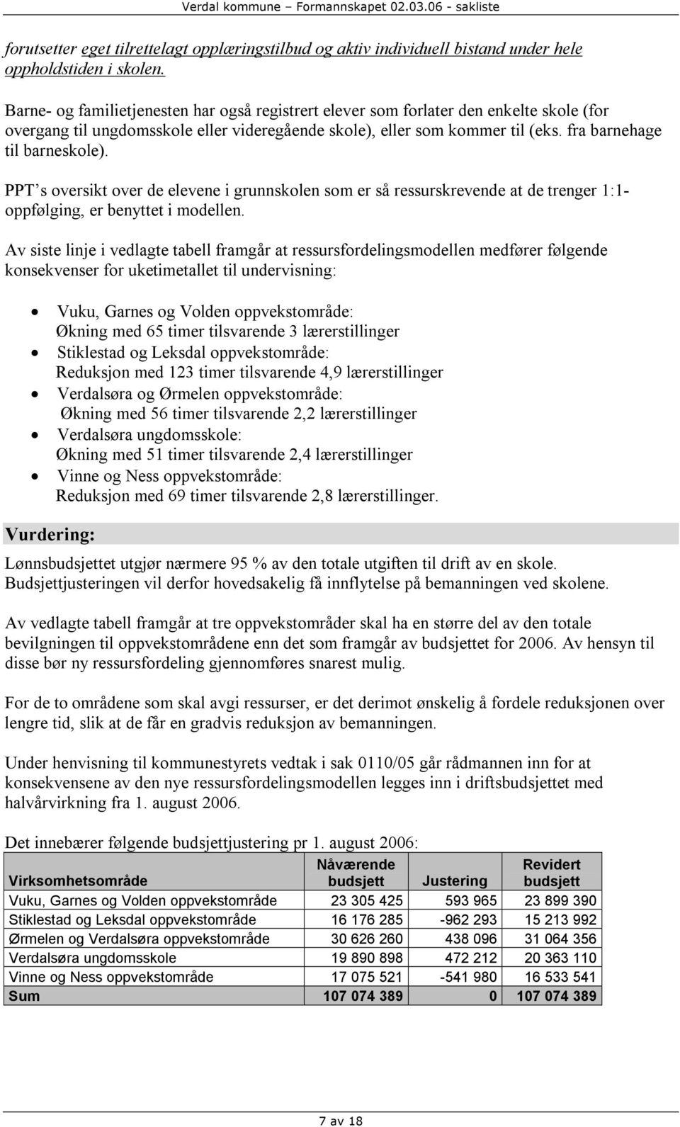 PPT s oversikt over de elevene i grunnskolen som er så ressurskrevende at de trenger 1:1- oppfølging, er benyttet i modellen.