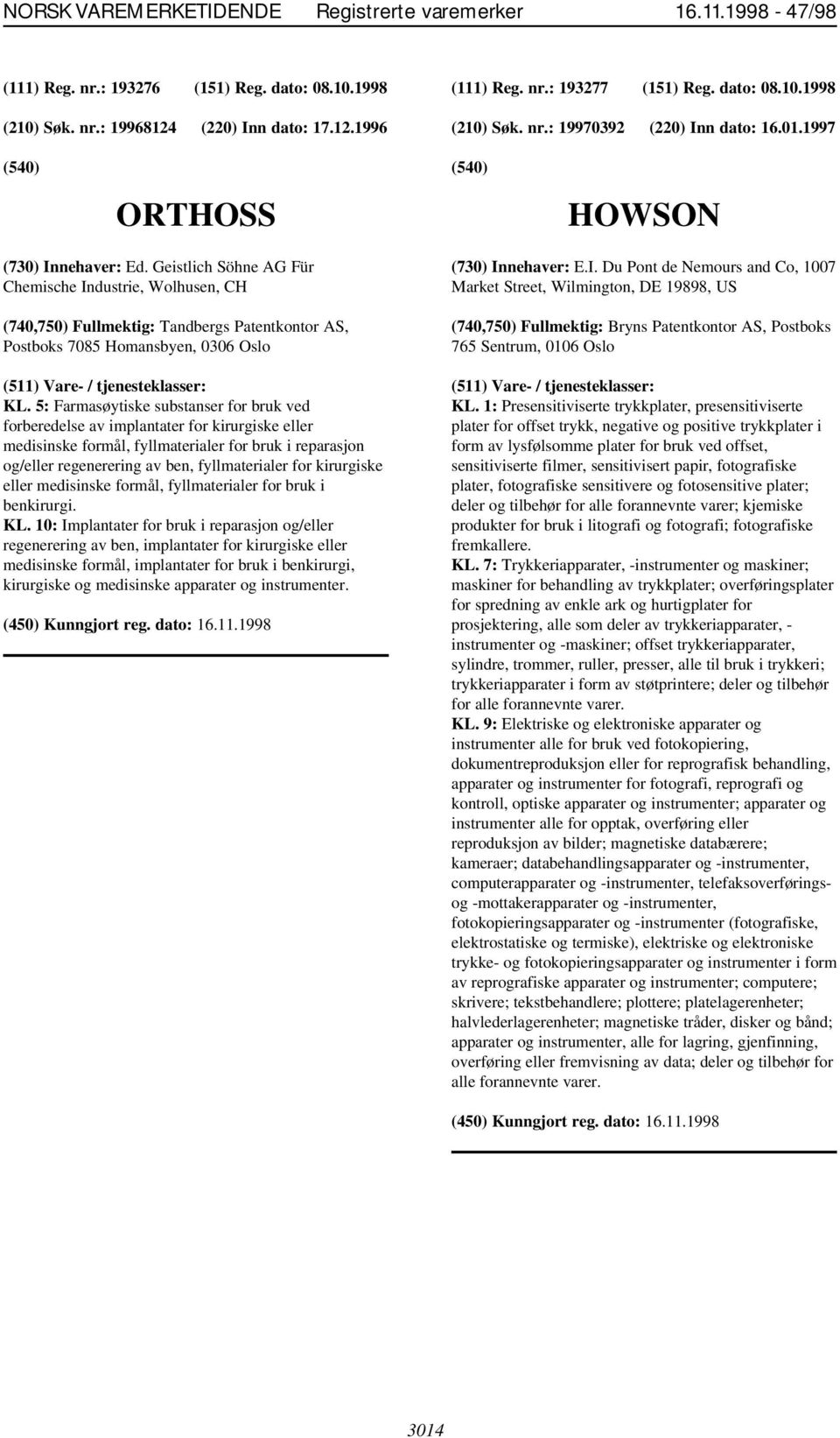 5: Farmasøytiske substanser for bruk ved forberedelse av implantater for kirurgiske eller medisinske formål, fyllmaterialer for bruk i reparasjon og/eller regenerering av ben, fyllmaterialer for