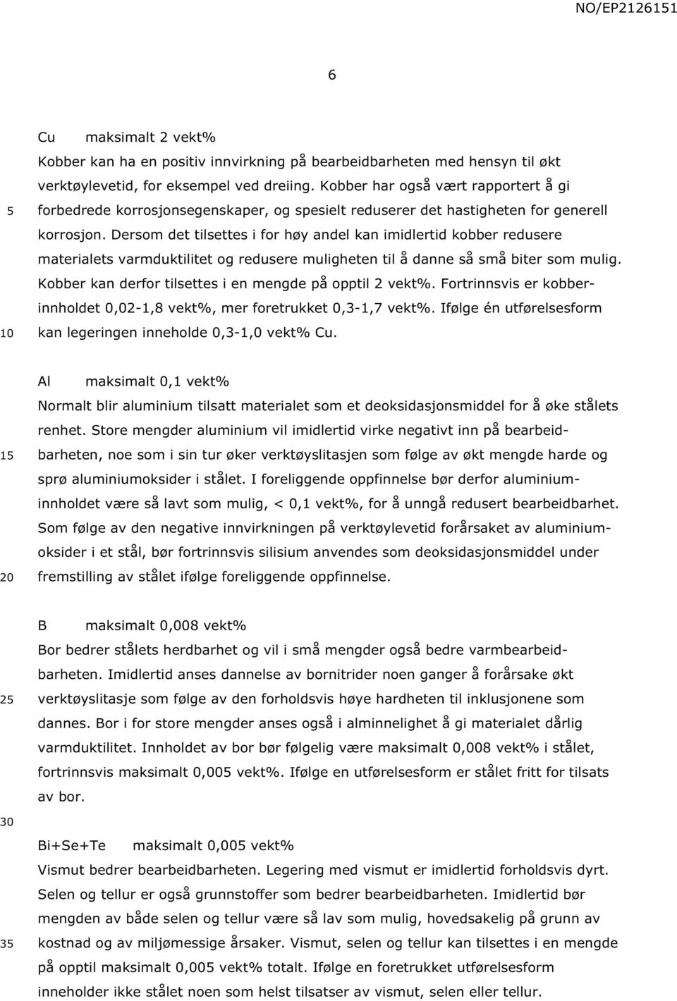 Dersom det tilsettes i for høy andel kan imidlertid kobber redusere materialets varmduktilitet og redusere muligheten til å danne så små biter som mulig.