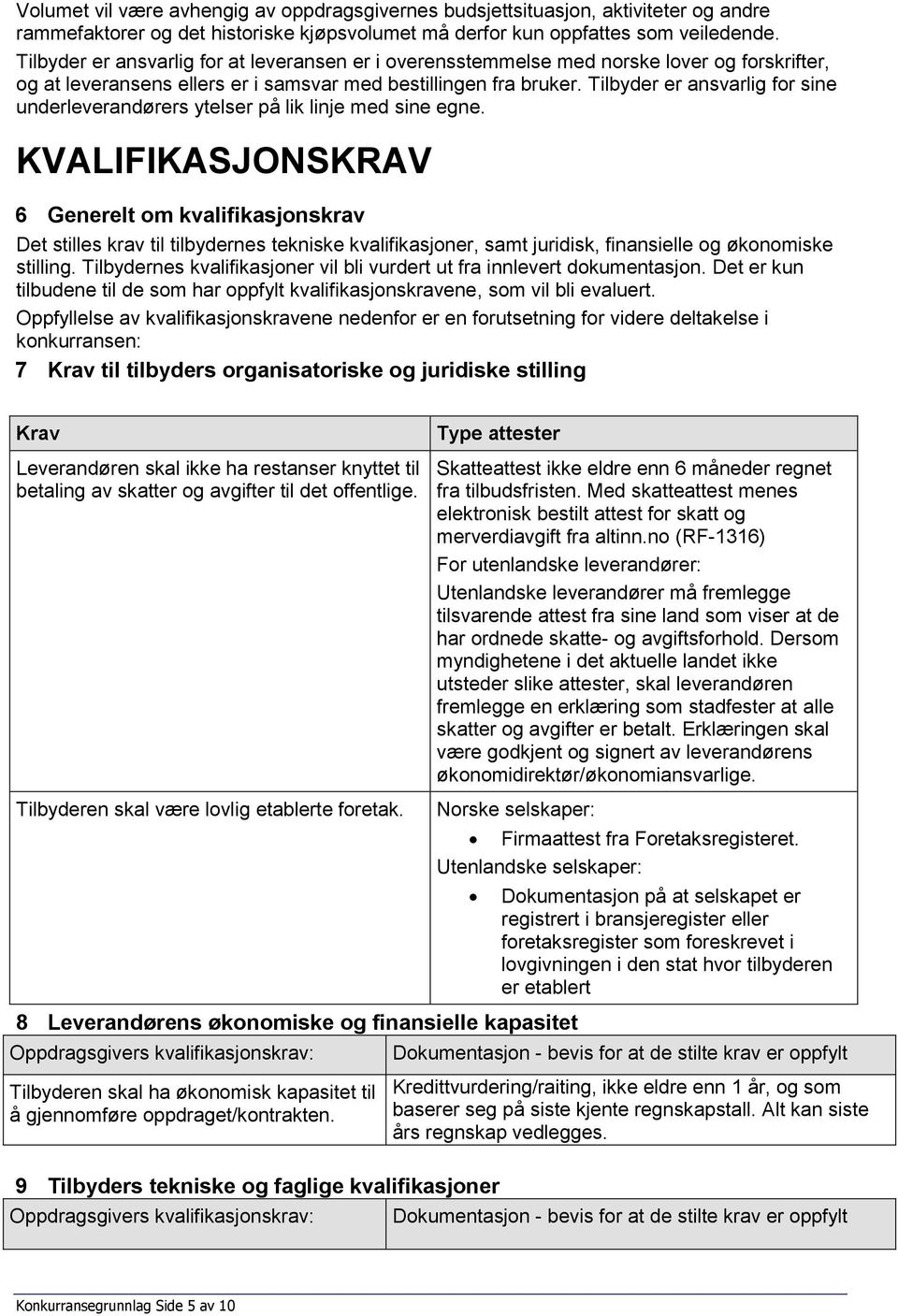 Tilbyder er ansvarlig for sine underleverandørers ytelser på lik linje med sine egne.