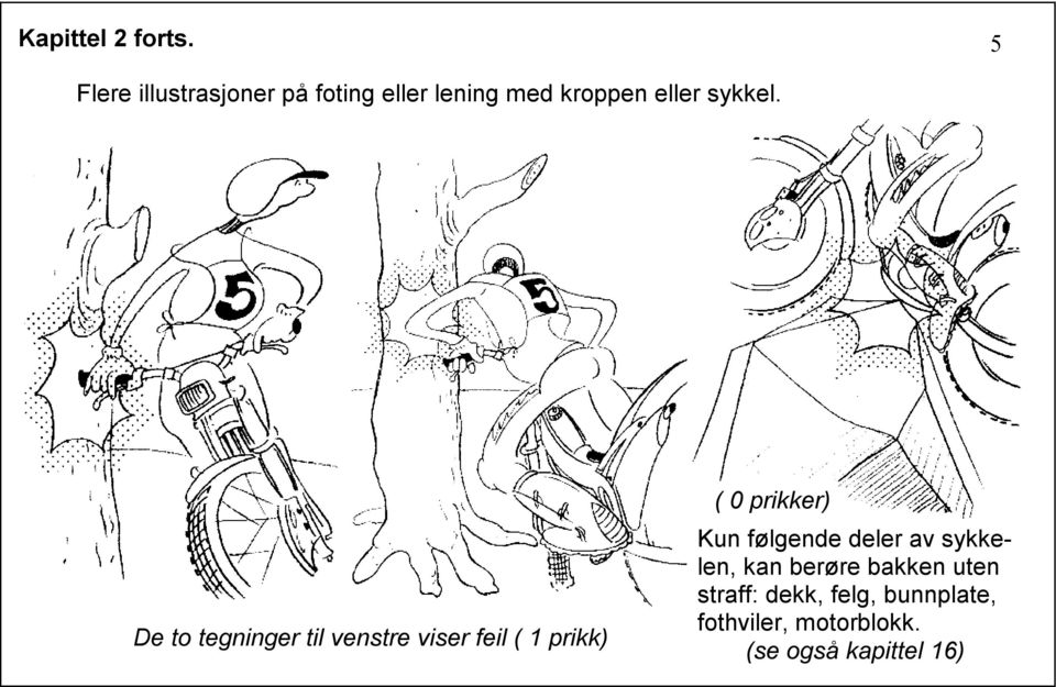 De to tegninger til venstre viser feil ( 1 prikk) ( 0 prikker) Kun