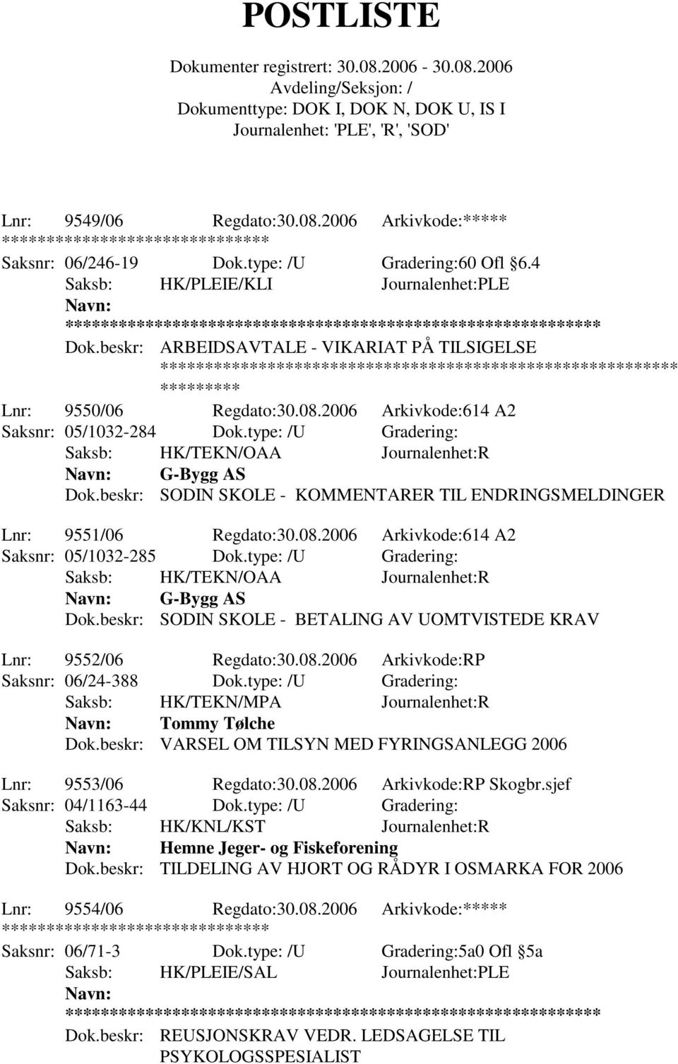 beskr: SODIN SKOLE - KOMMENTARER TIL ENDRINGSMELDINGER Lnr: 9551/06 Regdato:30.08.2006 Arkivkode:614 A2 Saksnr: 05/1032-285 Dok.type: /U Gradering: G-Bygg AS Dok.