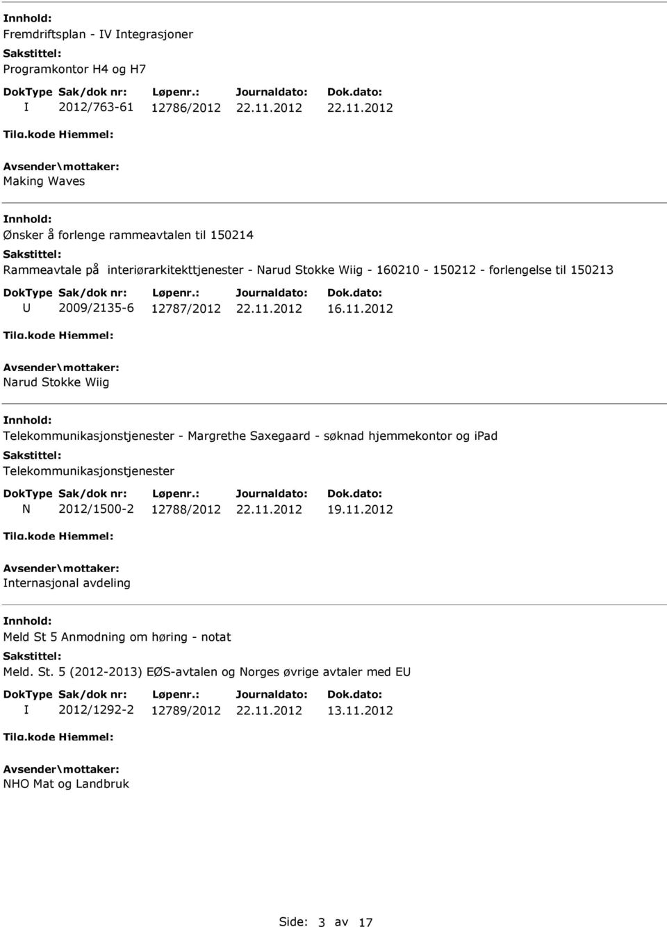 2012 Narud Stokke Wiig Telekommunikasjonstjenester - Margrethe Saxegaard - søknad hjemmekontor og ipad Telekommunikasjonstjenester N 2012/1500-2