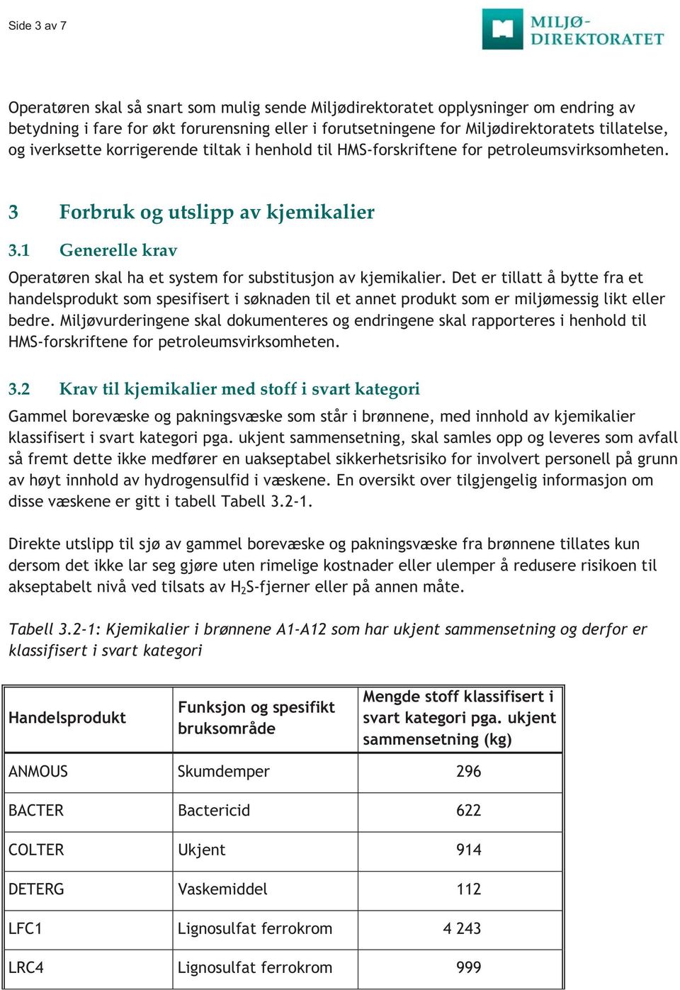 1 Generelle krav Operatøren skal ha et system for substitusjon av kjemikalier.