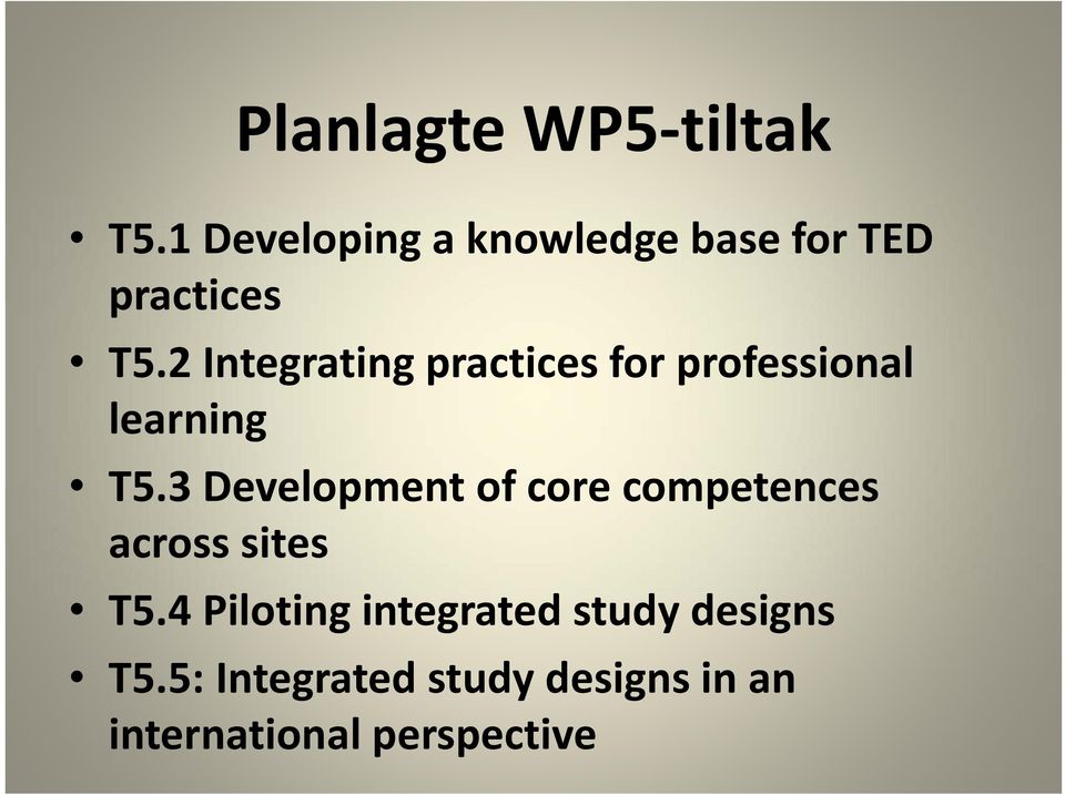 2 Integrating practices for professional learning T5.