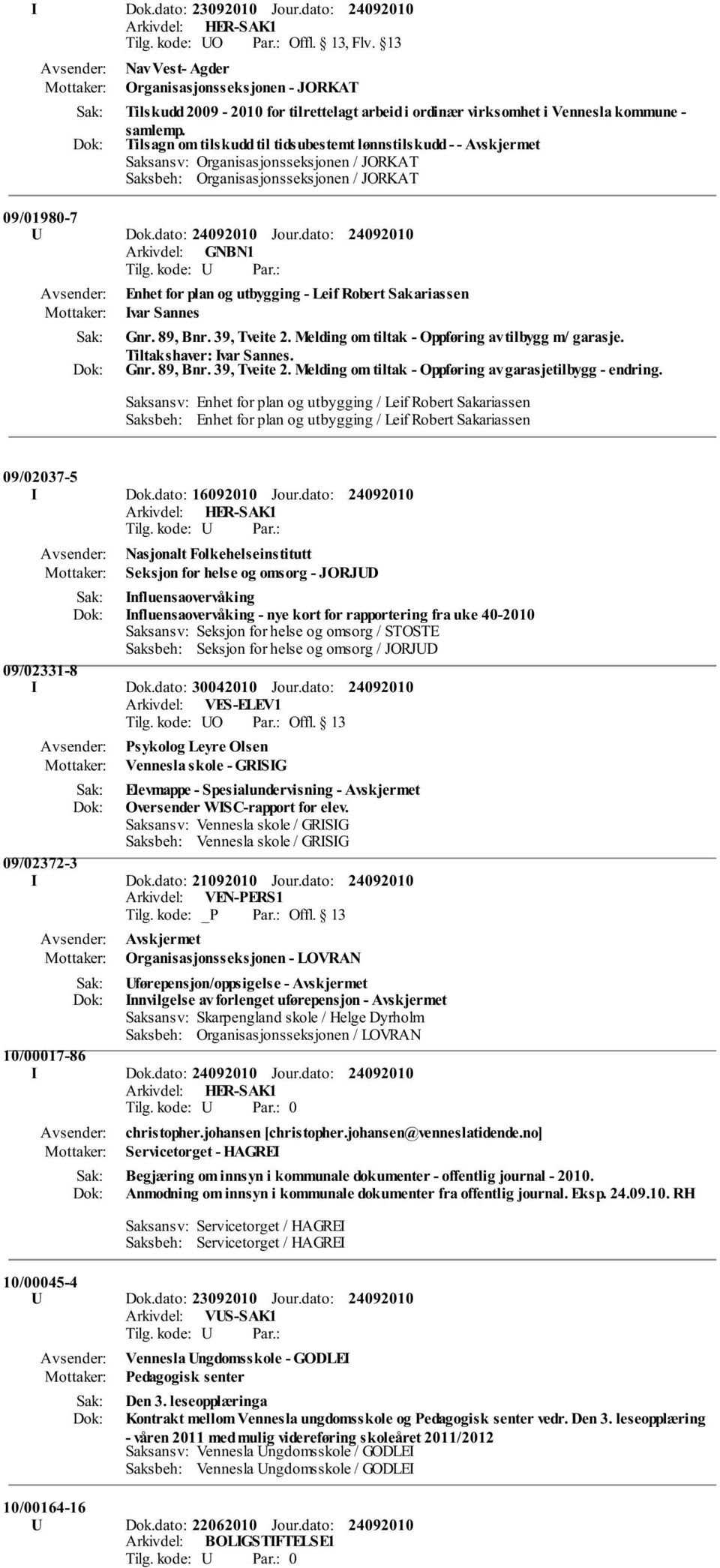 dato: Enhet for plan og utbygging - Leif Robert Sakariassen Ivar Sannes Gnr. 89, Bnr. 39, Tveite 2. Melding om tiltak - Oppføring av tilbygg m/ garasje. Tiltakshaver: Ivar Sannes. Gnr. 89, Bnr. 39, Tveite 2. Melding om tiltak - Oppføring av garasjetilbygg - endring.