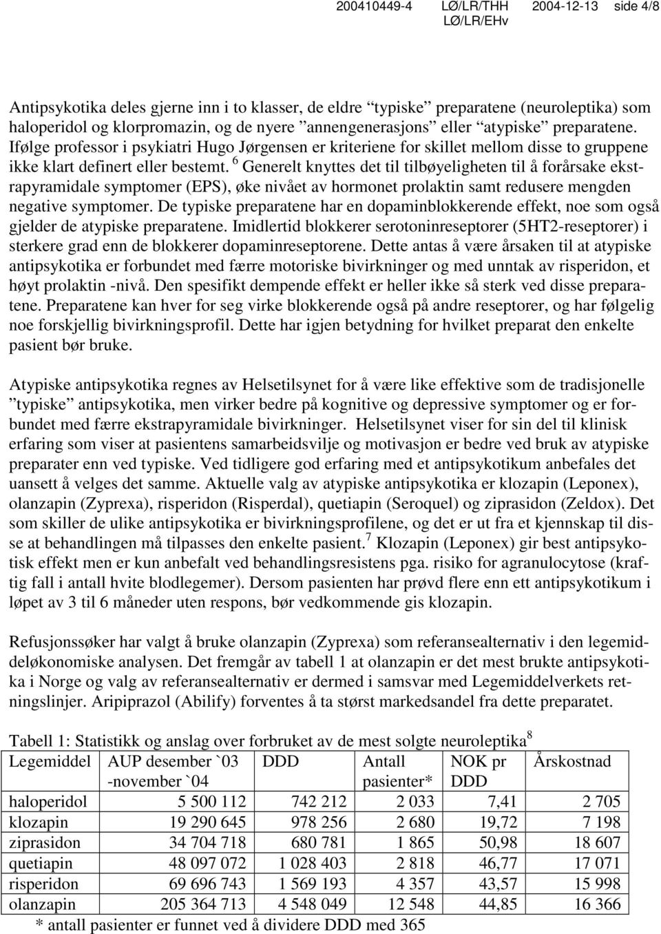 6 Generelt knyttes det til tilbøyeligheten til å forårsake ekstrapyramidale symptomer (EPS), øke nivået av hormonet prolaktin samt redusere mengden negative symptomer.