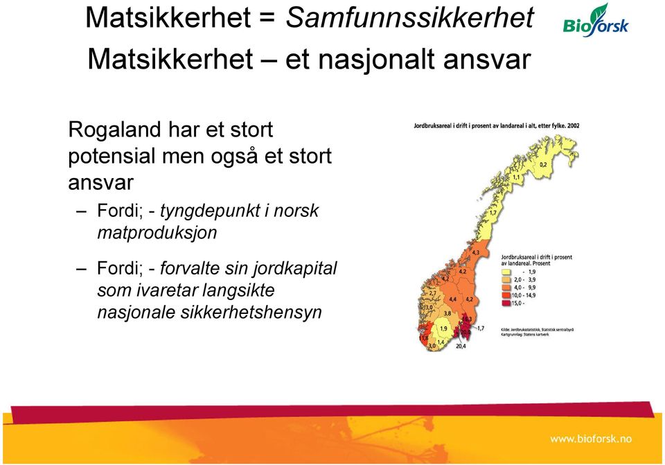 ansvar Fordi; - tyngdepunkt i norsk matproduksjon Fordi; -