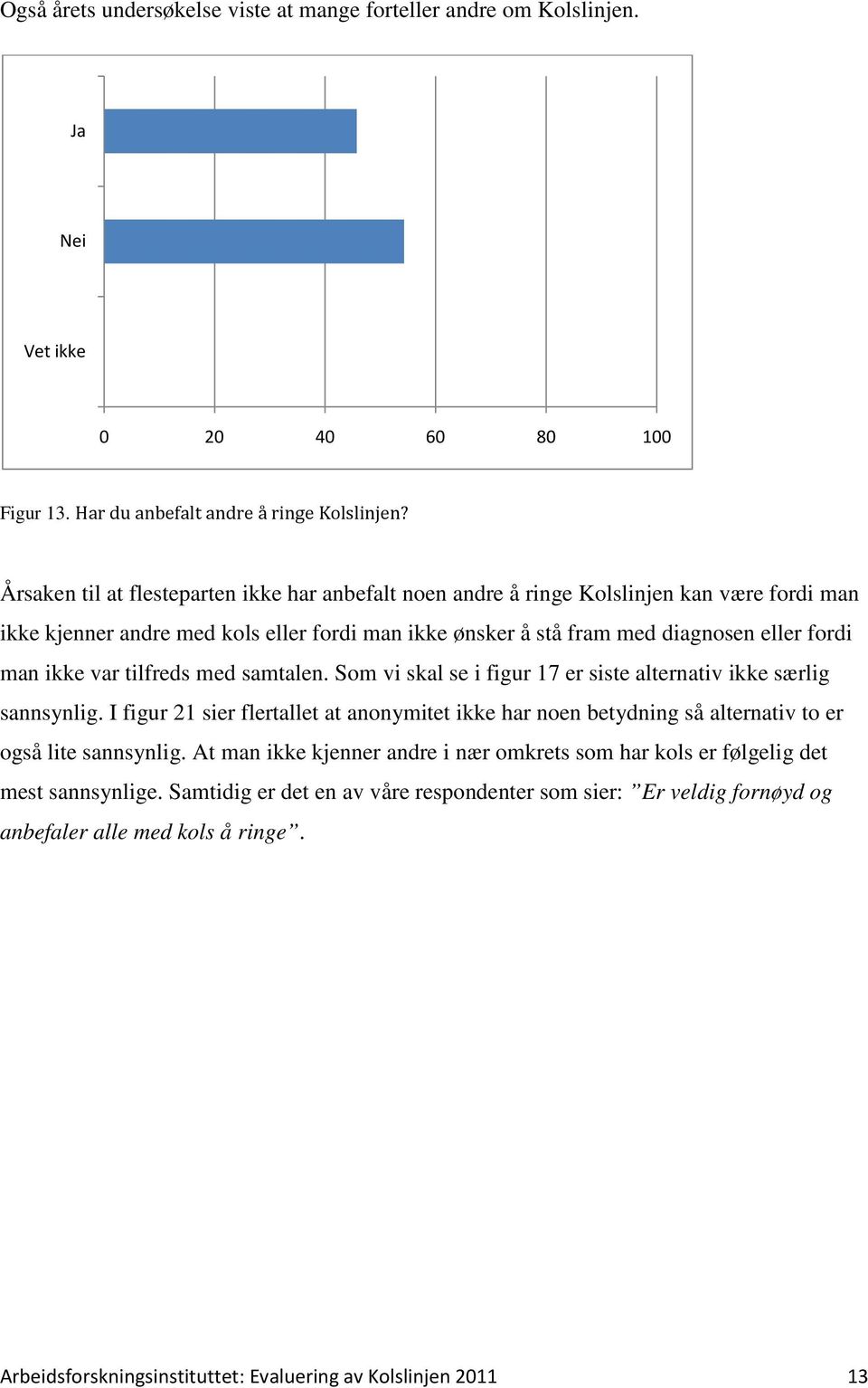 var tilfreds med samtalen. Som vi skal se i figur 17 er siste alternativ ikke særlig sannsynlig.