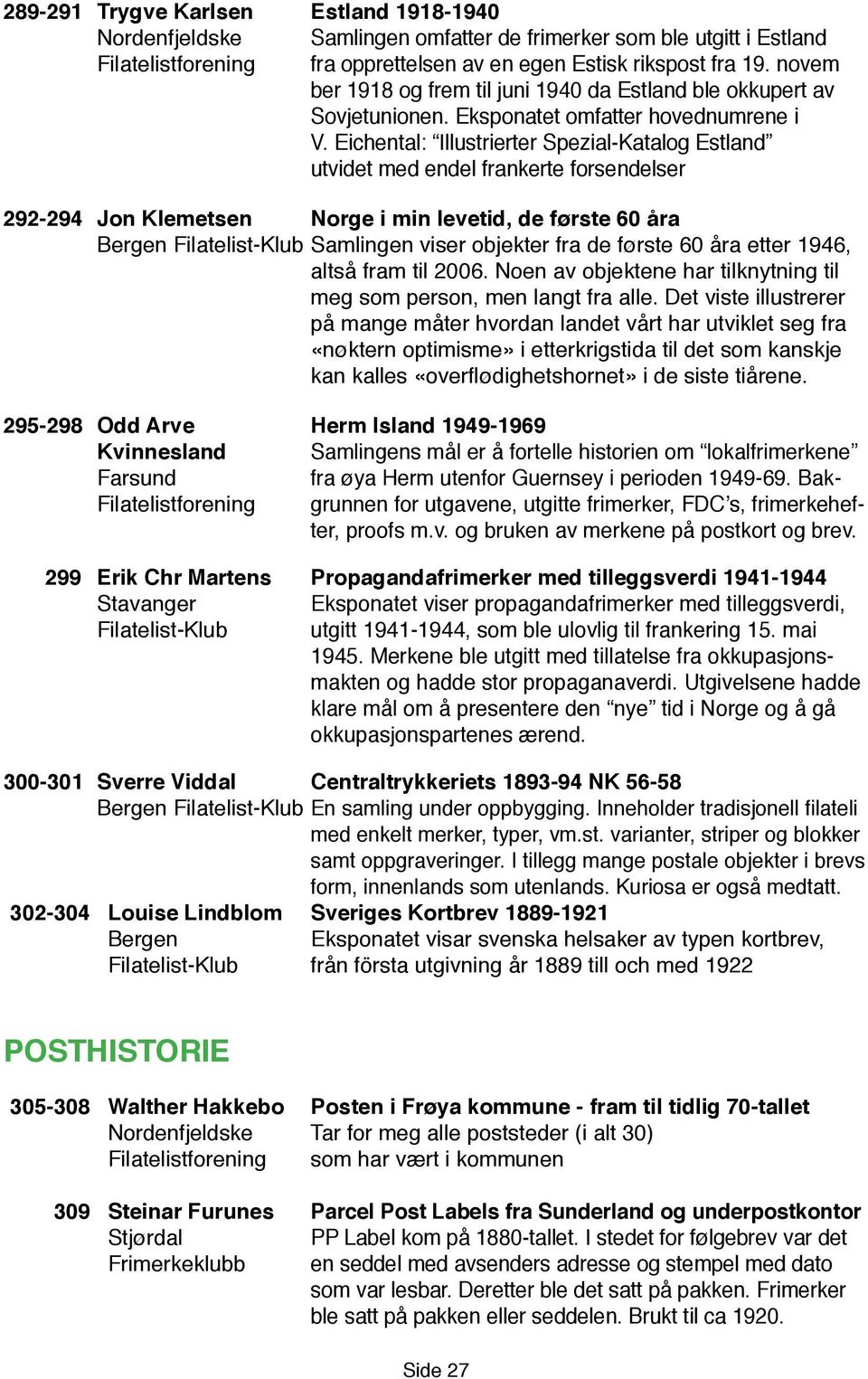 Eichental: Illustrierter Spezial-Katalog Estland utvidet med endel frankerte forsendelser 292-294 Jon Klemetsen Norge i min levetid, de første 60 åra Bergen Filatelist-Klub Samlingen viser objekter